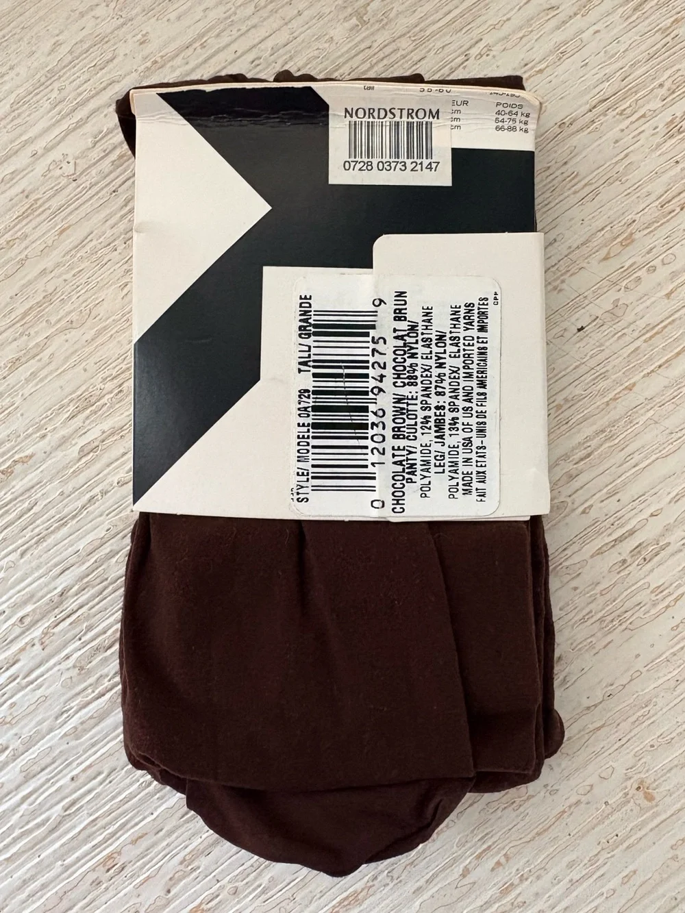 NWT DKNY Chocolate Brown Luxe Opaque Tights Size L